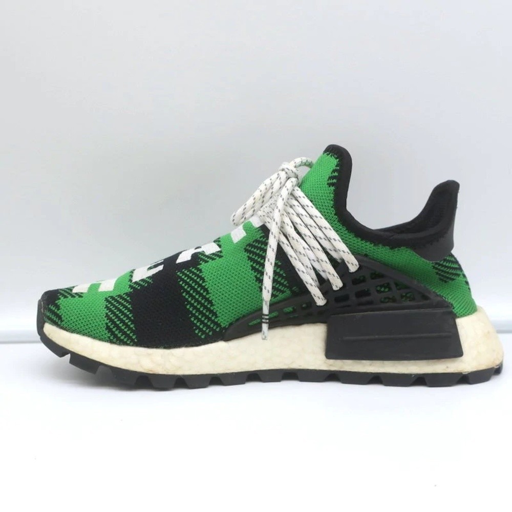 Adidas Pharrell x Billionaire Boys Club NMD Hu Trail Green Plaid Sneakers Size 7 - Picture 7 of 11